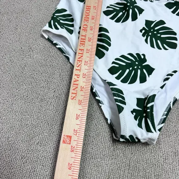 Cupshe One Piece Swimsuit White Green Floral Women’s Size Large NWT - Picture 4 of 11